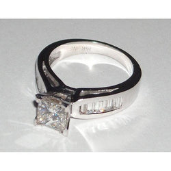 2.35 Carat Princess Real Diamond Engagement Ring White Gold 14K