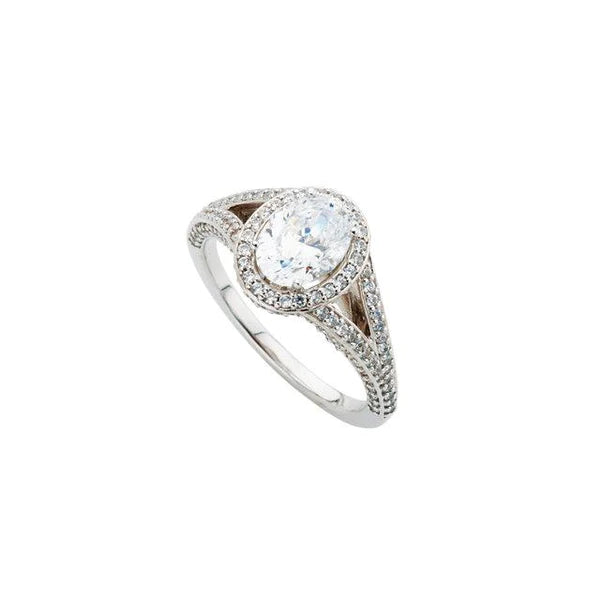 2.35 Carats Real Diamond  Oval Halo Anniversary Ring Split Shank White Gold 14K