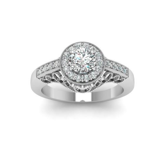 2.35 Carats Round Cut Genuine Diamonds Antique Style Wedding Ring White Gold