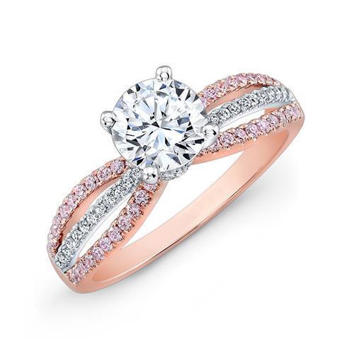 2.36 Ct. Round Brilliant Genuine Diamonds Engagement Ring Two Tone 3 Row