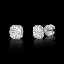 2.4 Ct Old Mine Cut Real Diamonds Studs Halo Earrings White Gold 14K