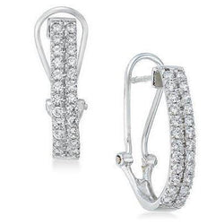 2.4 Ct Round Cut Natural Sparkling Diamond Hoop Earring 14K White Gold