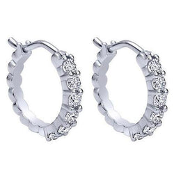 2.4 Ct Round Cut Real Diamond Hoop Earrings 14K White Gold