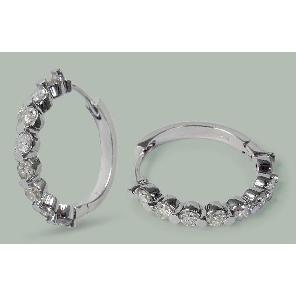 2.4 Ct Round Diamond  Natural Women Hoop Earring 14K 