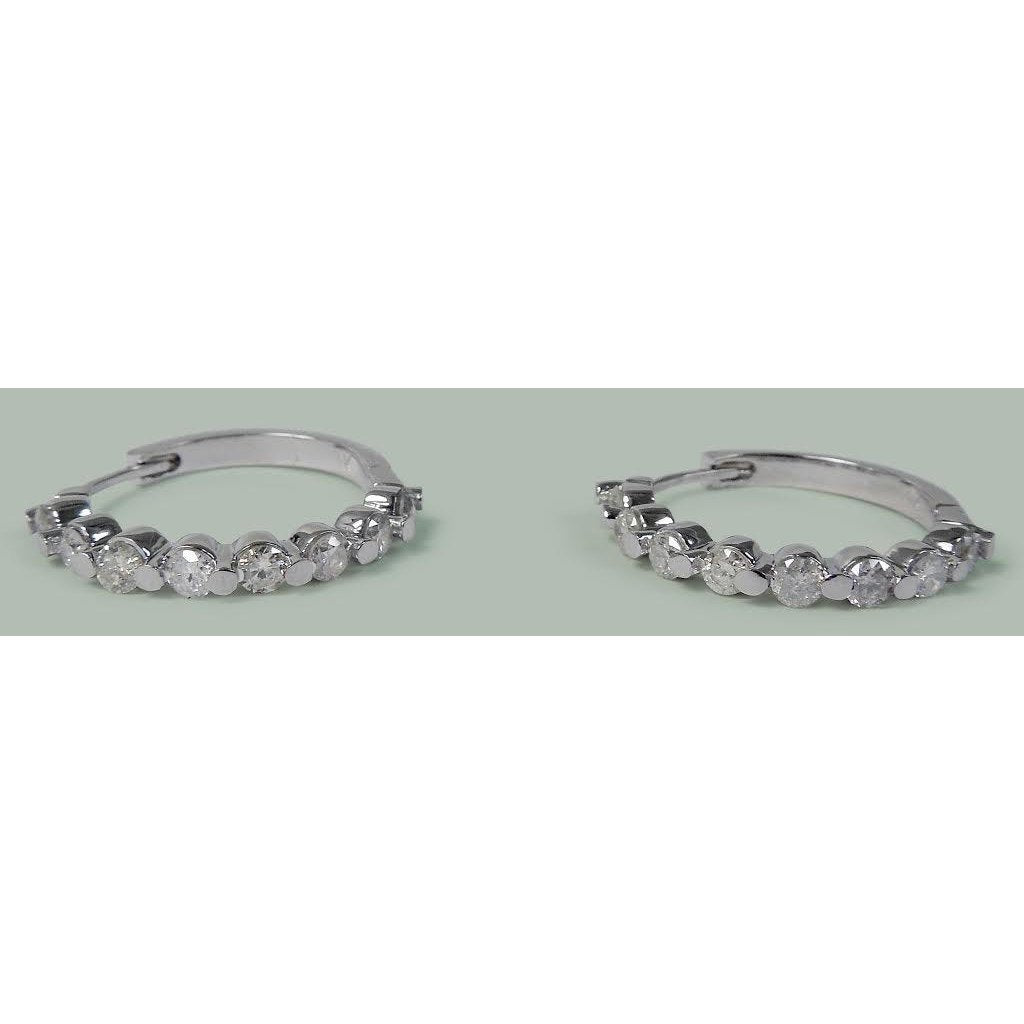2.4 Ct Round Diamond  Natural Women Hoop Earring 14K White Gold