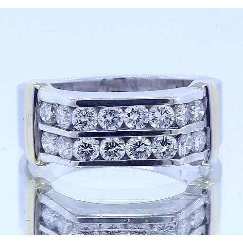 2.40 Carats Classic Round Real Diamond Men's Ring 14K Two Tone Gold