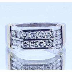 2.40 Carats Classic Round Real Diamond Men's Ring 14K Two Tone Gold