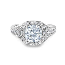 2.40 Carats Cushion Real Diamond Halo Ring New