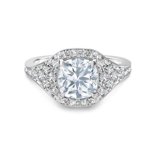 2.40 Carats Cushion Real Diamond Halo Ring New