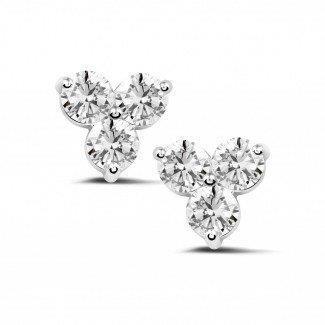 2.40 Carats Natural Round Cut Diamond Lady Stud Earrings 14K White Gold