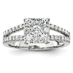 2.40 Carats Real Diamond Square Shape Ring Solitaire With Accents