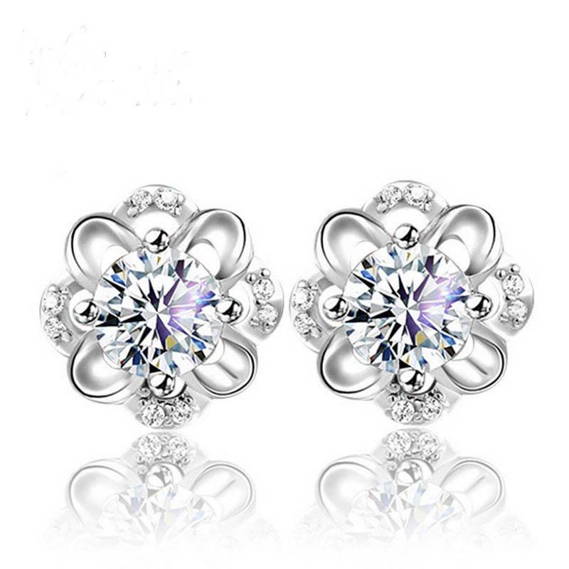 2.40 Carats Round Real Diamond Stud Earring White Gold Jewelry New