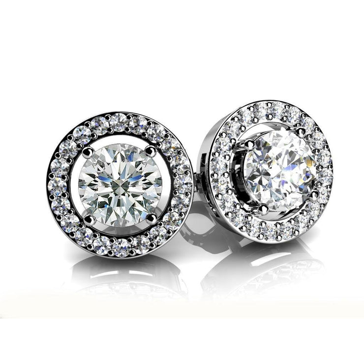 2.40 Carats Sparkling Natural  Diamond Women Stud Earring White Gold 14K