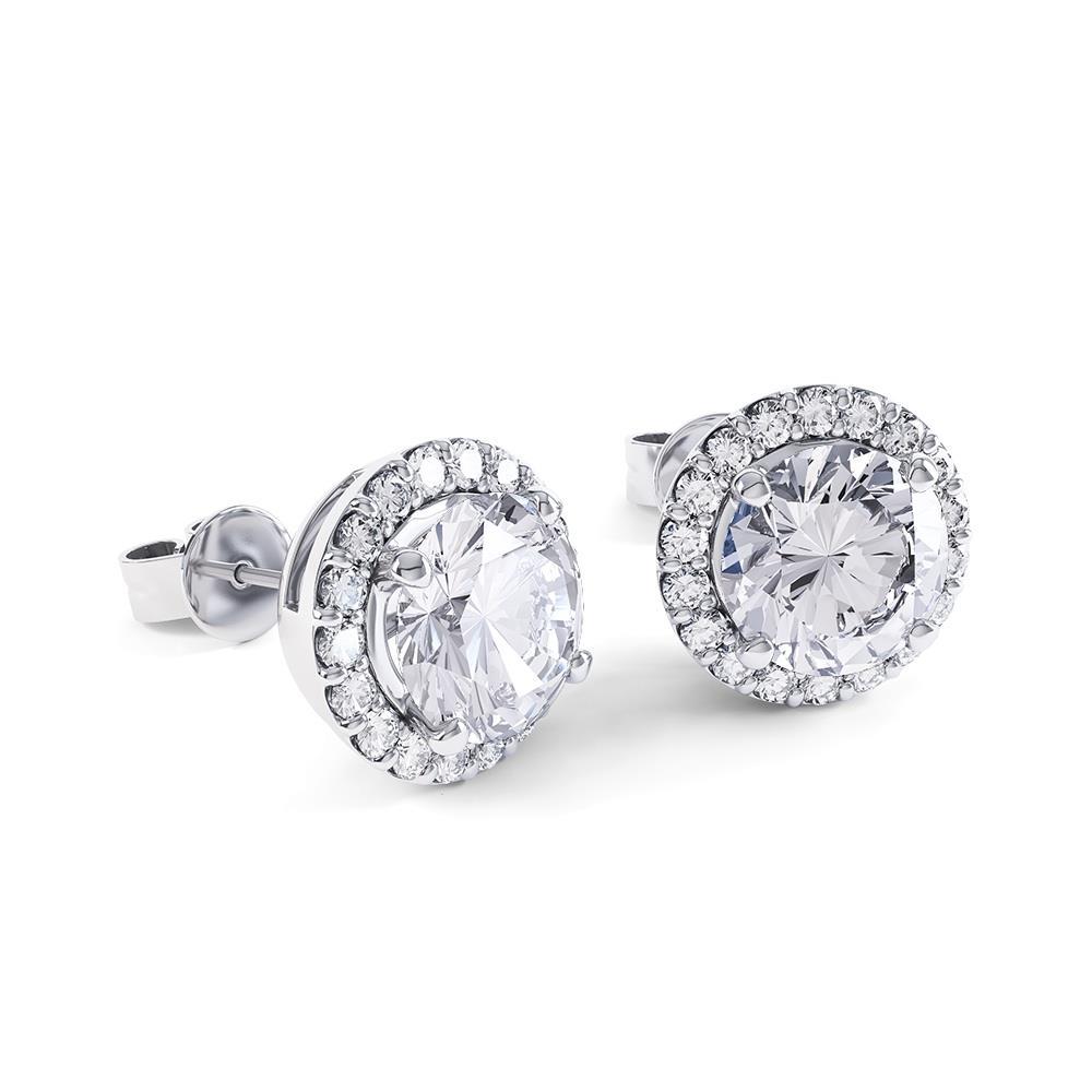 2.40 Ct Brilliant Cut Natural Diamonds Women Studs Earrings Halo