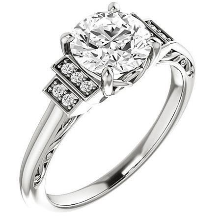 2.40 Ct Gorgeous Real Diamonds Wedding Ring With Accent White Gold