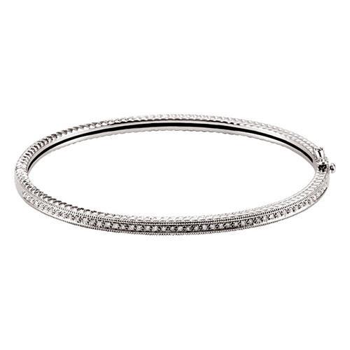 2.40 Ct Round Pave Set Natural Diamond Bangle 14K White Gold