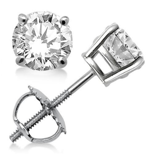 2.40 Ct Solitaire Round Real Diamond Women Stud Earring White Gold 14K