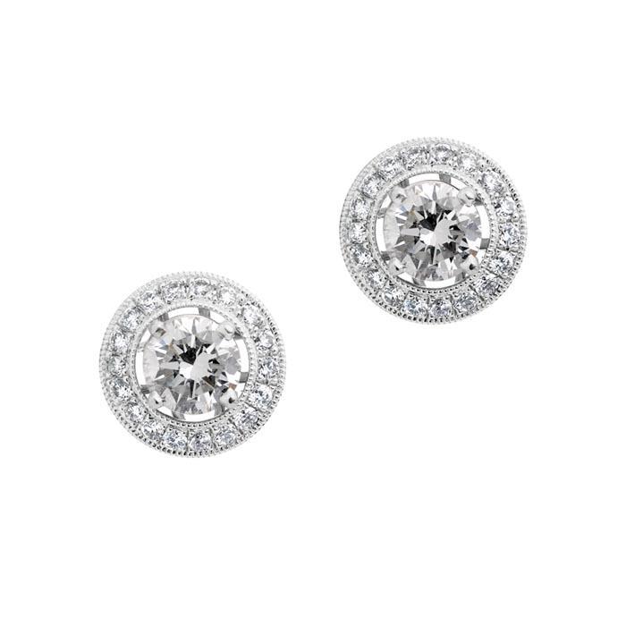 2.40 Ct Sparkling Round Cut Halo Genuine Diamonds Stud Earrings New