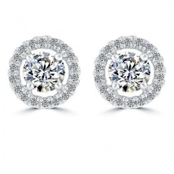 2.40 Ct. Round Halo Real Diamond Earring White Gold Sparkling Gold Jewelry