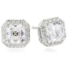 2.44 Carats Halo Genuine Diamond Stud Earrings Asscher And Round Diamond