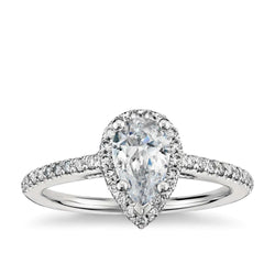 2.44 Carats Pear & Round Halo Natural Diamond Engagement Ring White Gold 14K