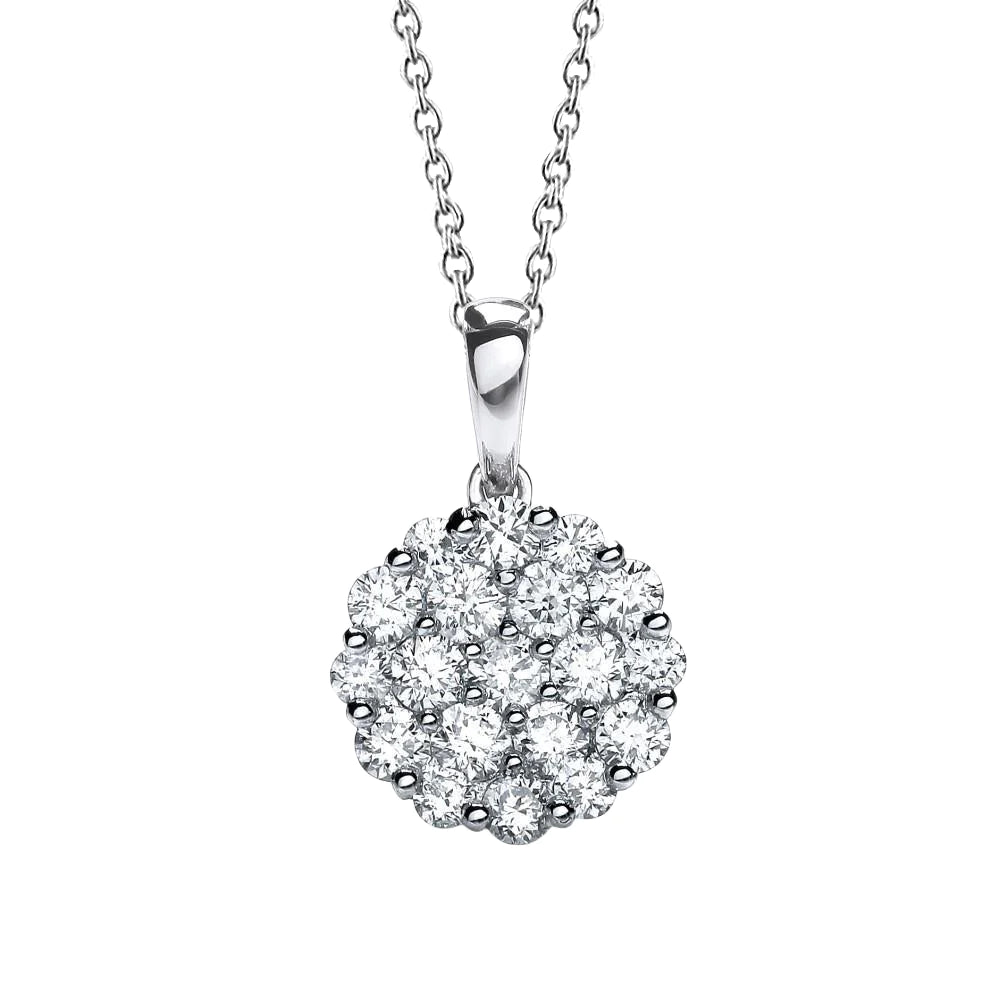 2.45 Carats Brilliant Cut Natural Diamonds Pendant Necklace 14K White Gold