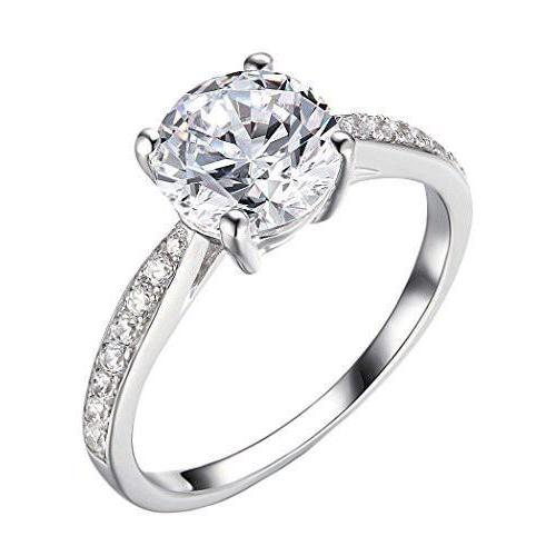 2.45 Carats Natural Diamond Engagement Ring Women White Gold Jewelry New