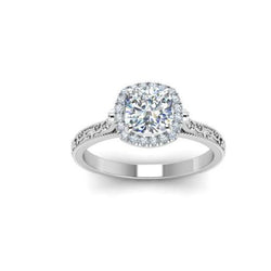 2.45 Carats Real Diamond Antique Style Halo Ring