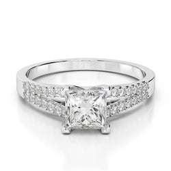 2.45 Ct Princess & Round Cut Natural Earth Mined Diamonds Wedding Ring Split Shank