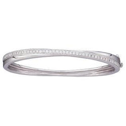 2.45 Ct Round Cut Natural Diamond Bangle 14K White Gold