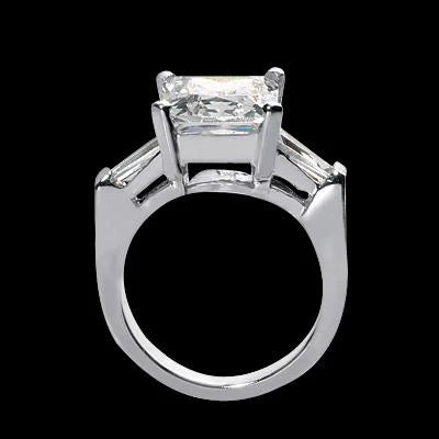 2.45 Ct. Princess & Baguette Real Diamonds Three Stone Wedding Ring