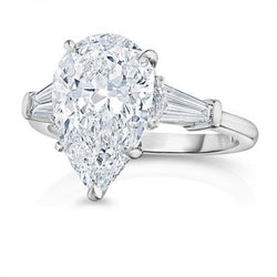 2.46 Carats Real Diamond Engagement Ring 3 Stone White Gold 14K