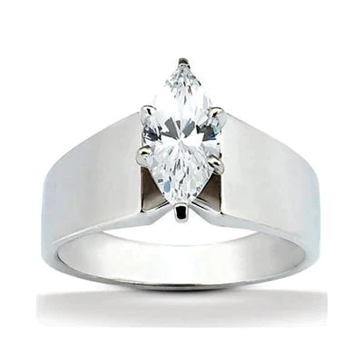 2.5 Carat Marquise Real Diamond Thick Ring