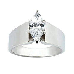 2.5 Carat Marquise Real Natural Earth Mined Diamond Thick Shank Ring