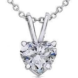 2.5 Carats Heart Shaped Genuine Diamond Necklace Pendant White Gold 14K