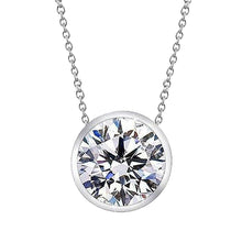 2.5 Carats Round Bezel Set Natural Diamond Necklace Pendant Gold