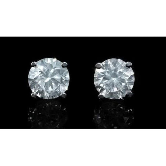2.5 Carats Round Cut Real Diamond Stud Earring Gold White 14K