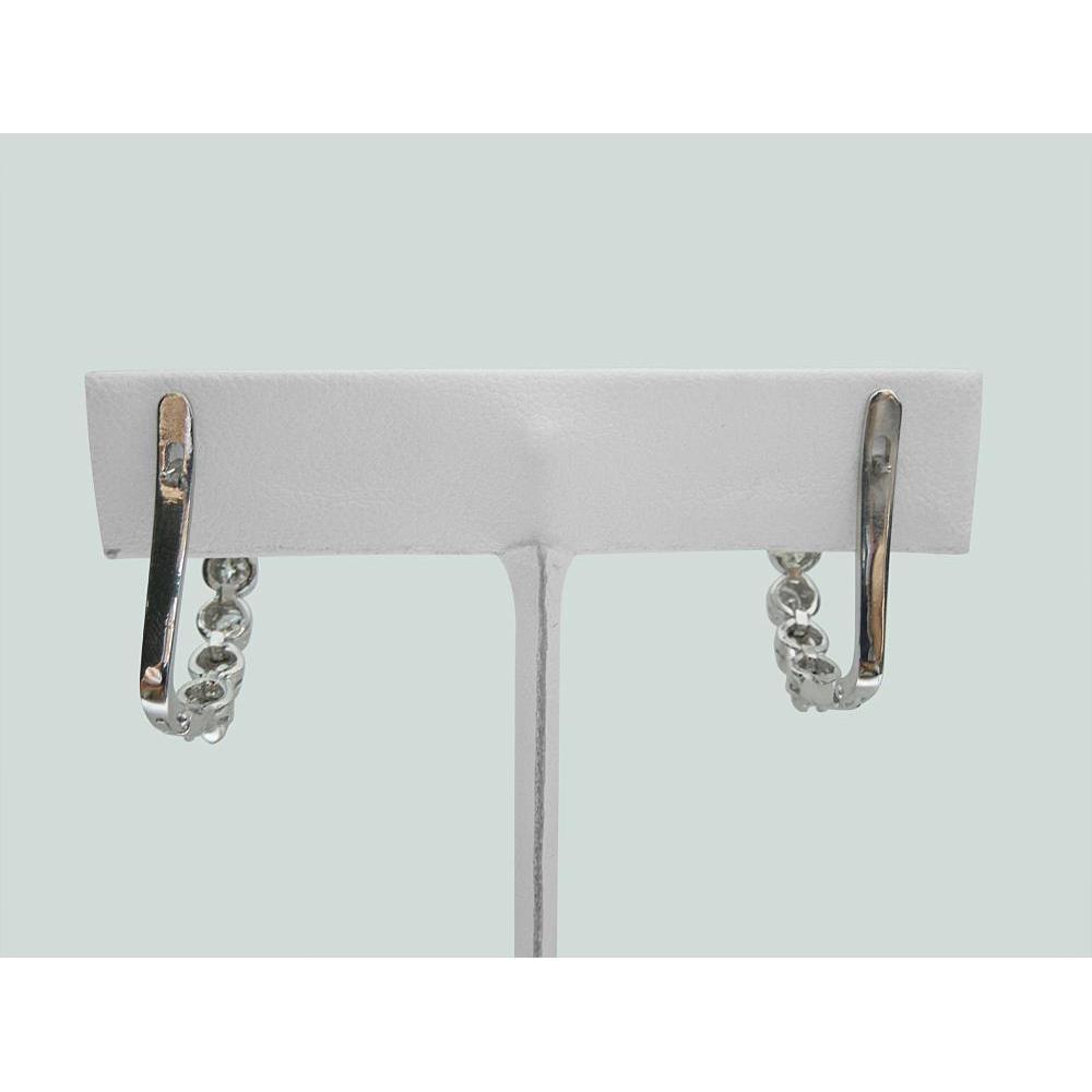 2.5 Carats Round Genuine Diamond Lady Hoop Solid White Gold 14K