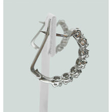 Round Genuine Diamond Lady Hoop Earring Solid White Gold 14K