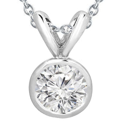 2.5 Ct Bezel Set Round Cut Natural Diamond Necklace Pendant White Gold 14K