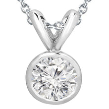 2.5 Ct Bezel Set Round Cut Natural Diamond Necklace Pendant White Gold 14K