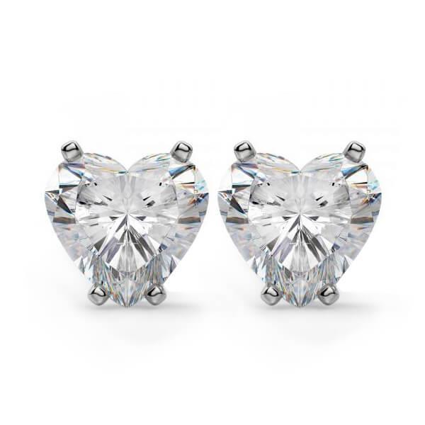 2.5 Ct Heart Shaped Natural Diamond Stud Fine Earring Pair White Gold 14K