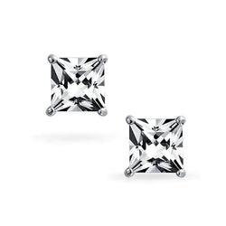 2.5 Ct Princess Cut Real Diamond Stud Earring 14K White Gold New