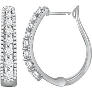 2.5 Ct Round White Real Diamond Hoop Earring 14K White Gold