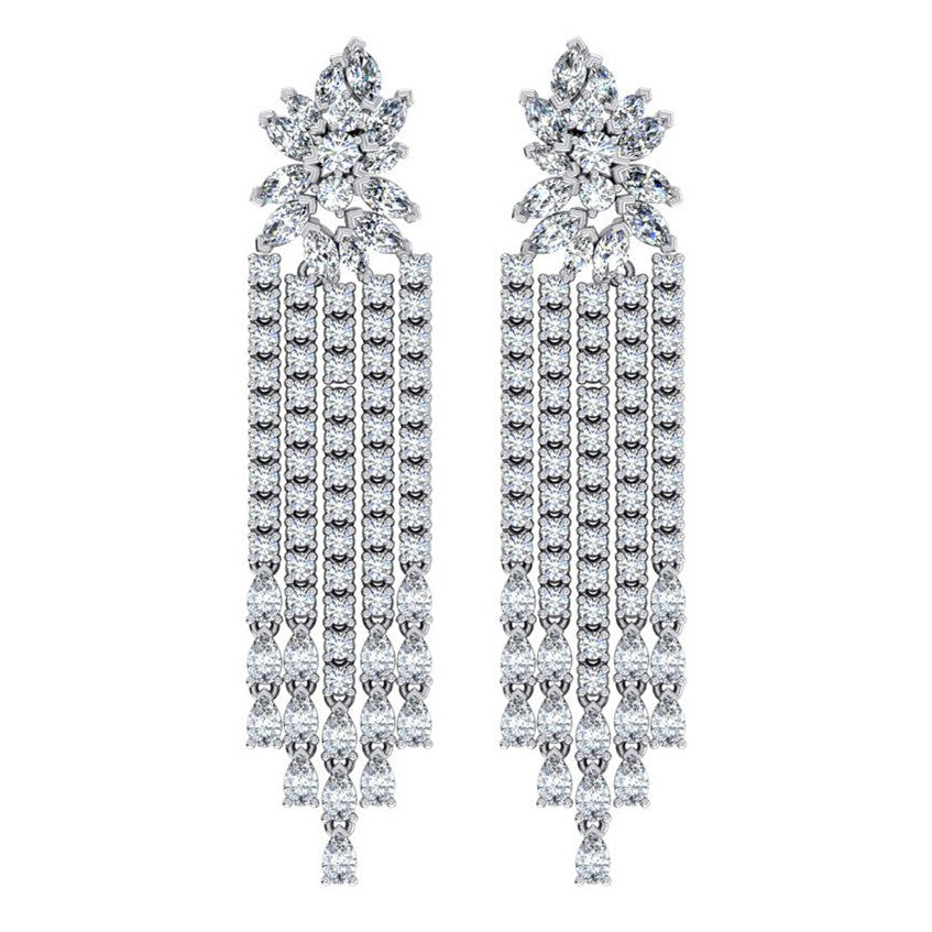 2.5 Inches Diamond Chandelier Earrings