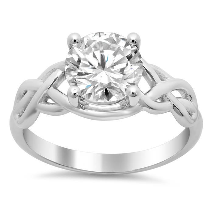 2.50 Carat Big Natural Round Diamond Engagement Ring White Gold 14K