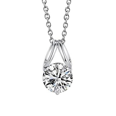 2.50 Carat Big Real Round Cut Diamond Pendant Necklace White Gold 14K