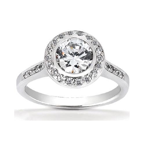 2.50 Carat Halo Real Diamond Wedding Ring White Gold