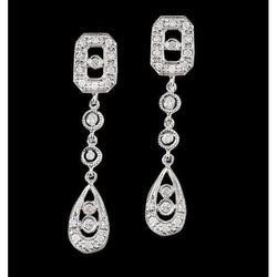 2.50 Carat Long Natural Diamonds Chandelier Earrings White Gold Women Earring