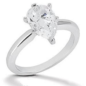 2.50 Carat Pear Real Diamond Solitaire Ring White Gold Jewelry New